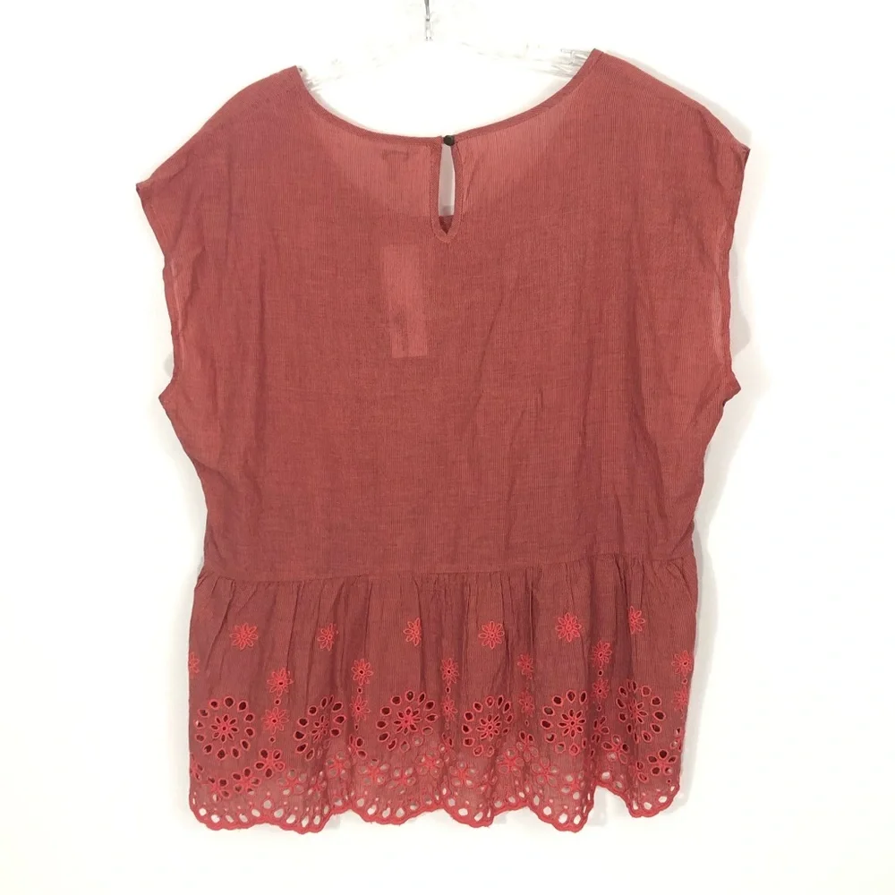 4/$25 Sonoma Embroidered Peplum Eyelet Top L NWT